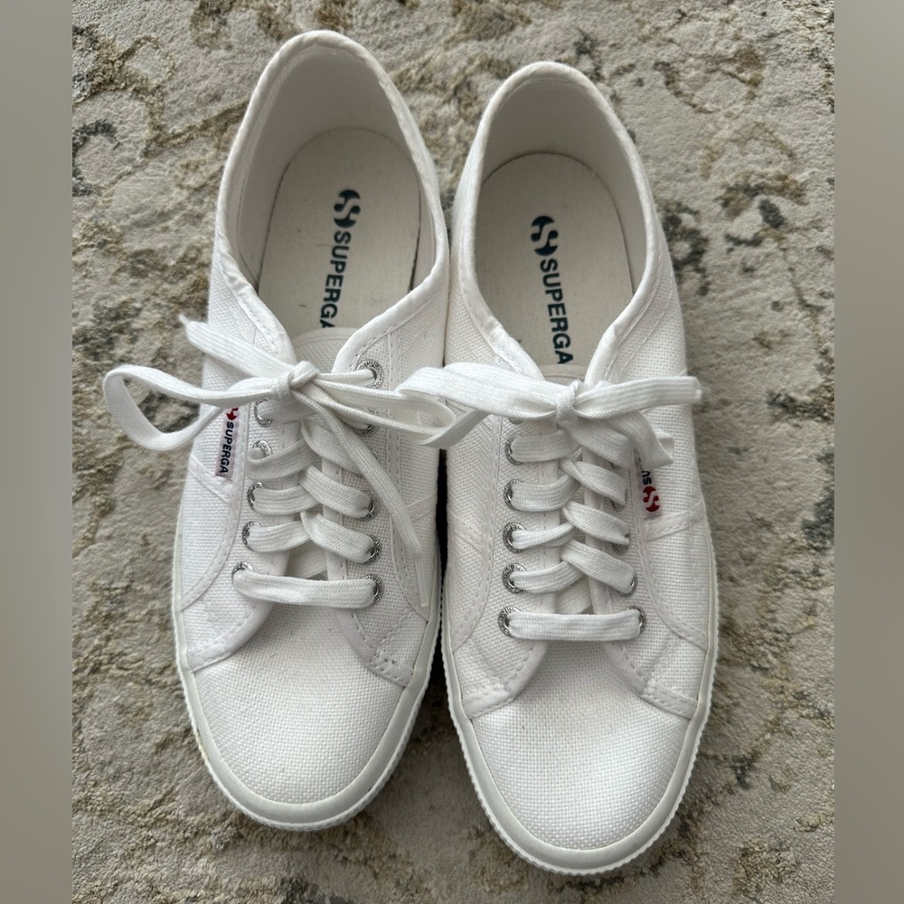 BRAND NEW white superga sneakers!!! Never before worn!